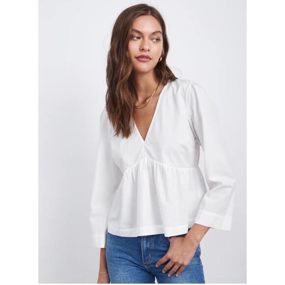 NWT Rails Noella Top White Poplin‎ Cotton Blend Size Medium - Picture 1 of 9